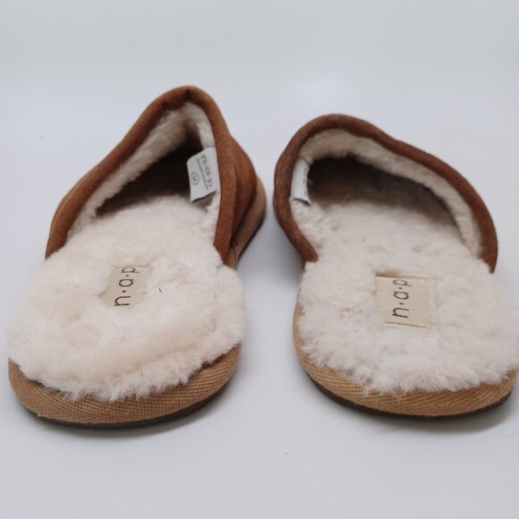 Brookstone Slippers N-A-P Suede Leather Shearling Slip On Mens Medium - Picture 5 of 12
